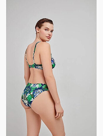 Top bikini capacidad sin aro ni foam, escote v y estampado tribal