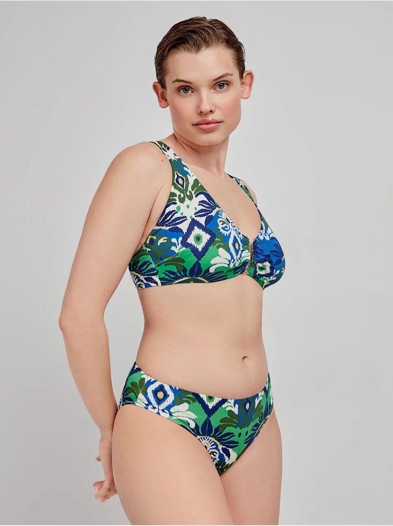 Top bikini capacidad sin aro ni foam, escote v y estampado tribal Multicolor - Kiabi