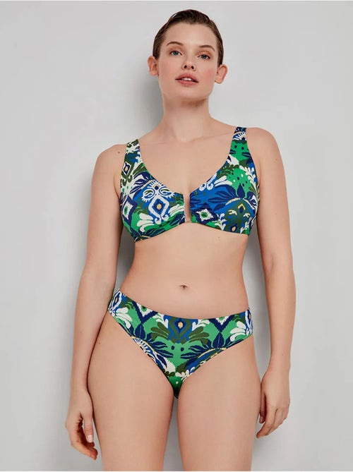 Top bikini capacidad sin aro ni foam, escote v y estampado tribal - Kiabi Top bikini capacidad sin aro ni foam, escote v y estampado tribal - Kiabi