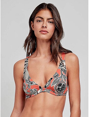Top bikini capacidad sin foam, con aro y estampado floral