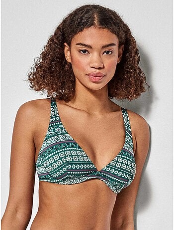 Top bikini capacidad sin foam, con aro y estampado geométrico