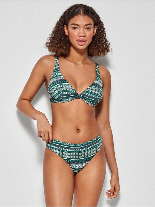 Top bikini capacidad sin foam, con aro y estampado geométrico - Kiabi Top bikini capacidad sin foam, con aro y estampado geométrico - Kiabi