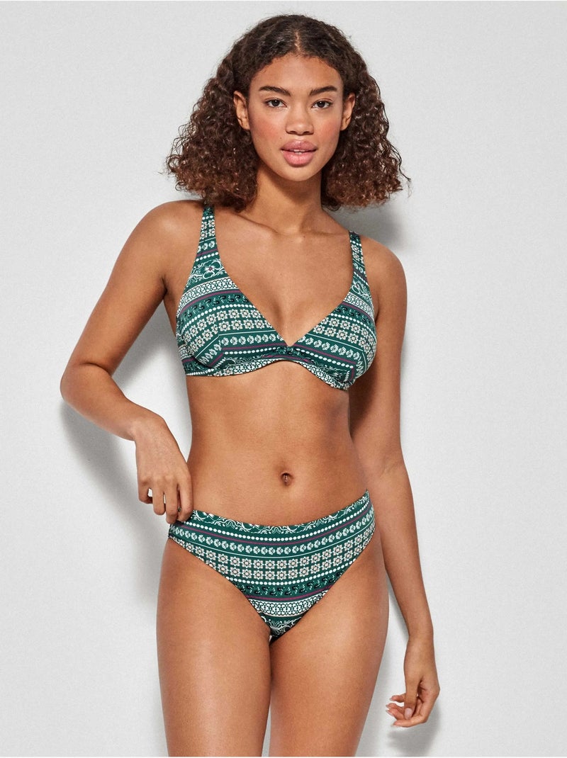 Top bikini capacidad sin foam, con aro y estampado geométrico Multicolor - Kiabi