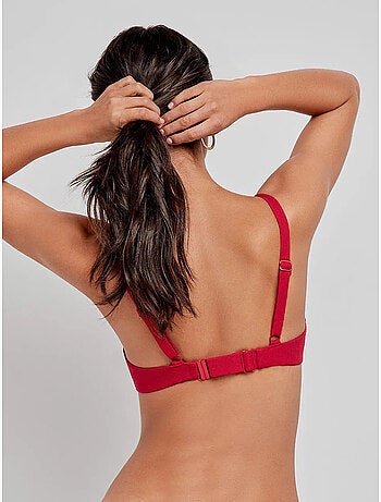 Top bikini con aro, foam, cruce en escote y tejido de estructura