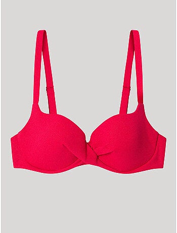 Top bikini con aro, foam, cruce en escote y tejido de estructura