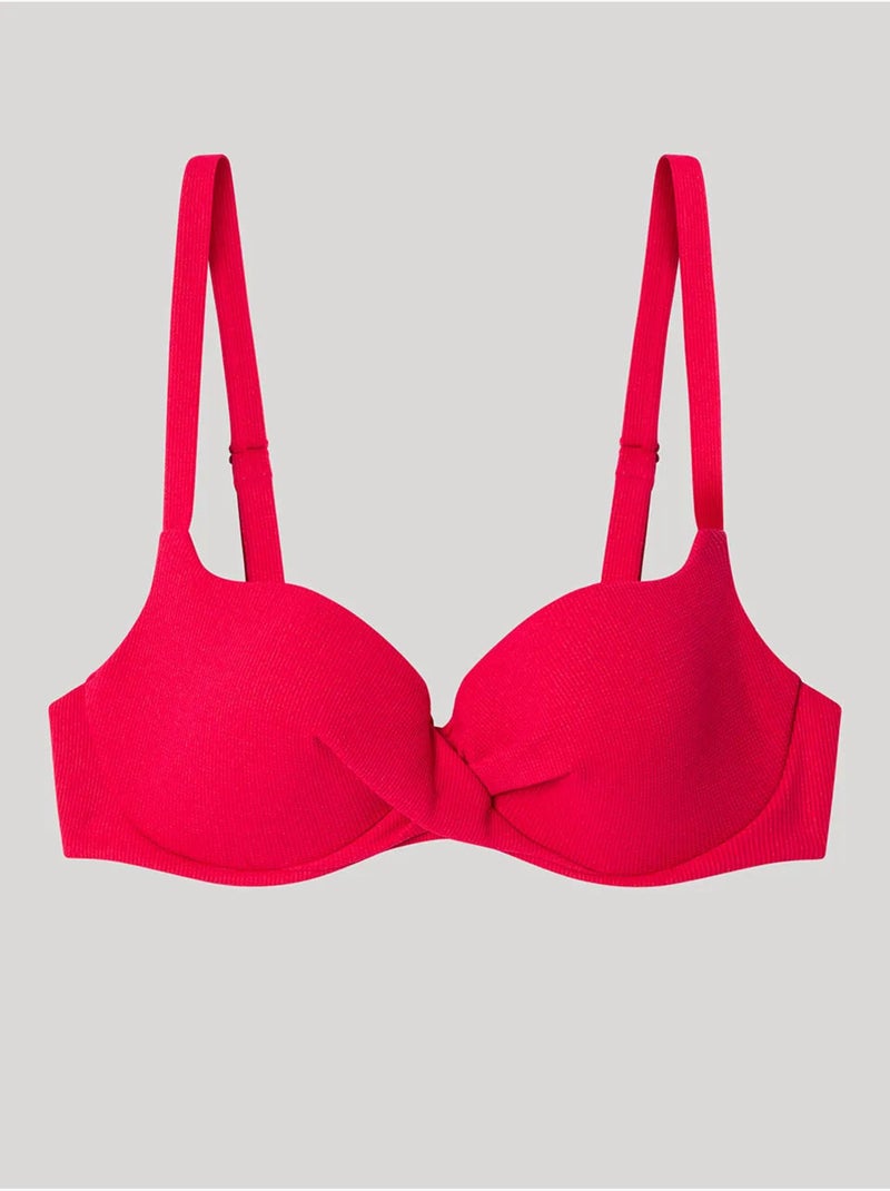 Top bikini con aro, foam, cruce en escote y tejido de estructura Granate - Kiabi