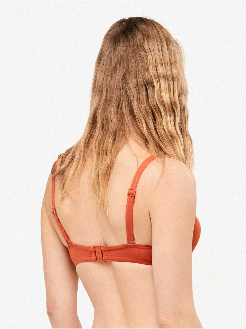 Top bikini con aro, foam y detalle calado en escote Terracota - Kiabi