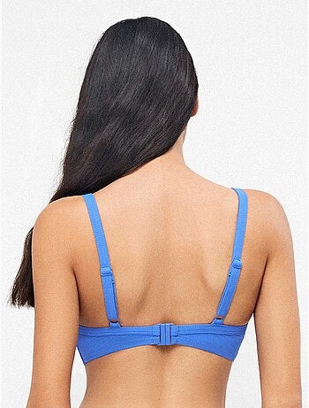 Top bikini con aro, foam y espalda ajustable en tejido cuadrille