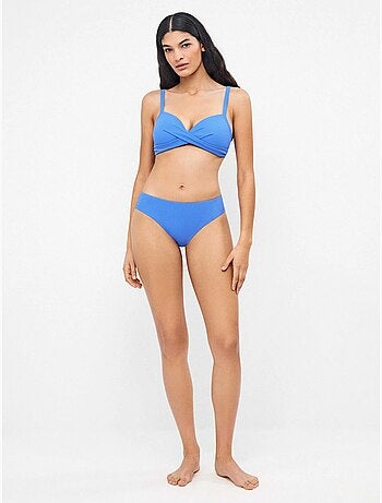 Top bikini con aro, foam y espalda ajustable en tejido cuadrille