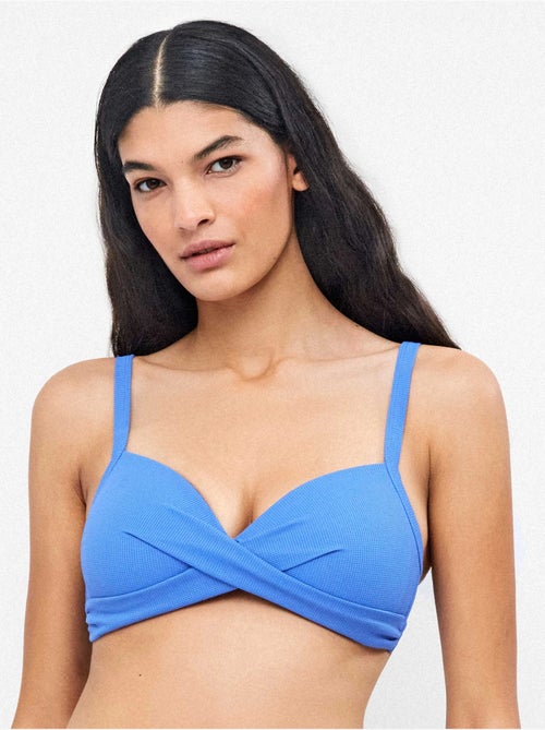 Top bikini con aro, foam y espalda ajustable en tejido cuadrille - Kiabi