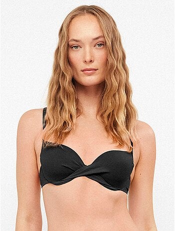 Top bikini con aro, foam y tirantes multiposición en tejdio pique