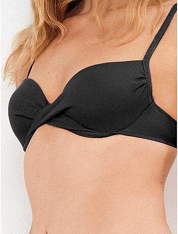 Top bikini con aro, foam y tirantes multiposición en tejdio pique