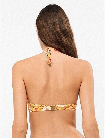 Top bikini con aro y foam con tirantes multiposición estampado