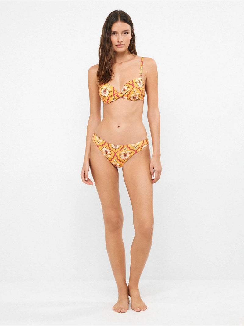 Top bikini con aro y foam con tirantes multiposición estampado Multicolor - Kiabi