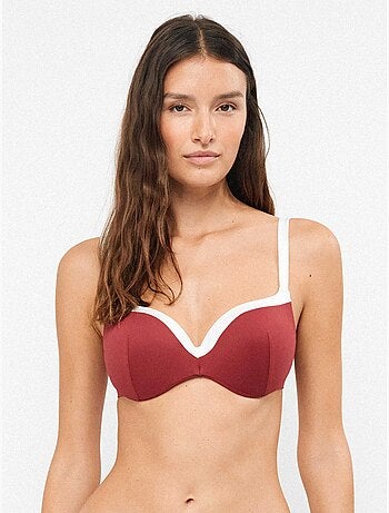 Top bikini con aros, foam y espaldilla regulable bicolor