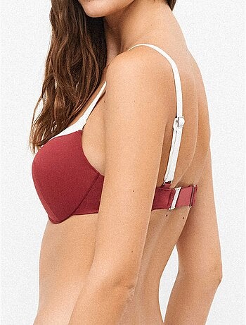 Top bikini con aros, foam y espaldilla regulable bicolor