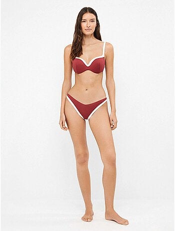 Top bikini con aros, foam y espaldilla regulable bicolor