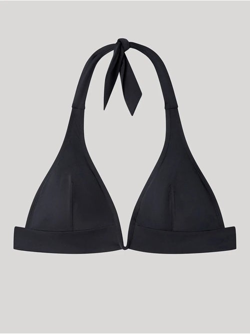 Top bikini cuello halter con escote en v, sin aro y con foam extraíble - Kiabi Top bikini cuello halter con escote en v, sin aro y con foam extraíble - Kiabi