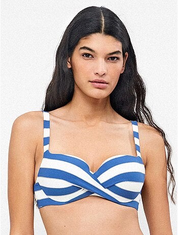 Top bikini de capacidad con aro y foam ajustable rayas con brillo