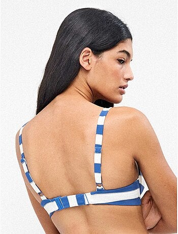 Top bikini de capacidad con aro y foam ajustable rayas con brillo