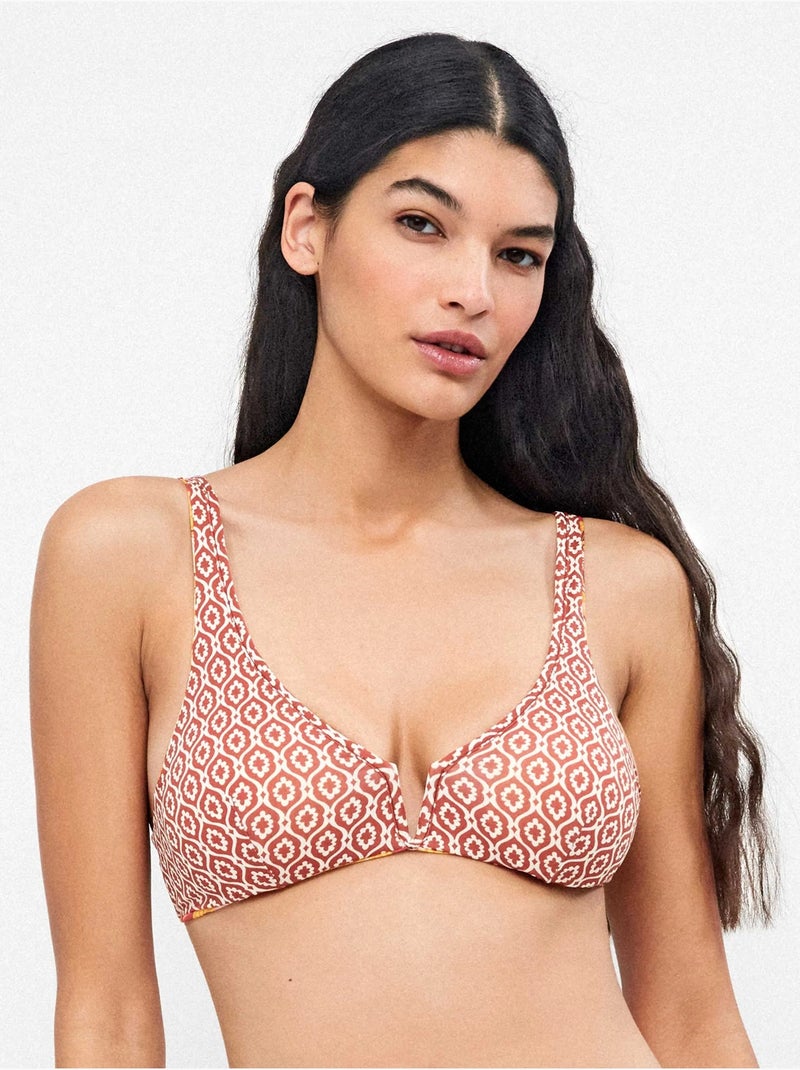 Top bikini de capacidad reversible sin aros y foam extraíble Multicolor - Kiabi