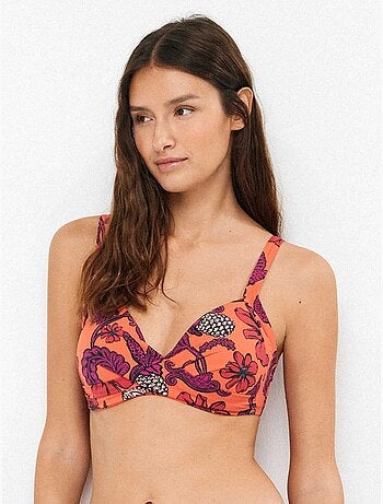 Top bikini de capacidad sin aro y con foam con cruce copas c y d
