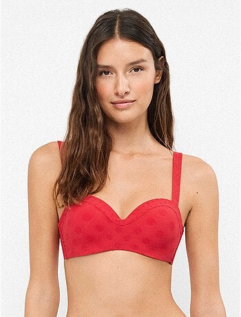 Top bikini desmontable con aro y foam en jacquard de lunares