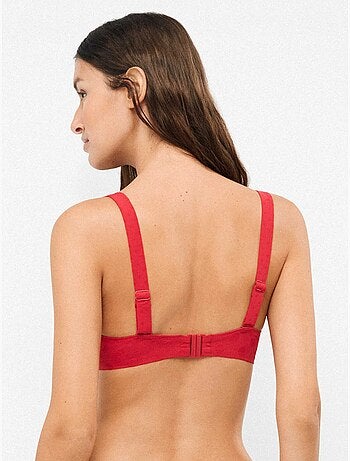 Top bikini desmontable con aro y foam en jacquard de lunares