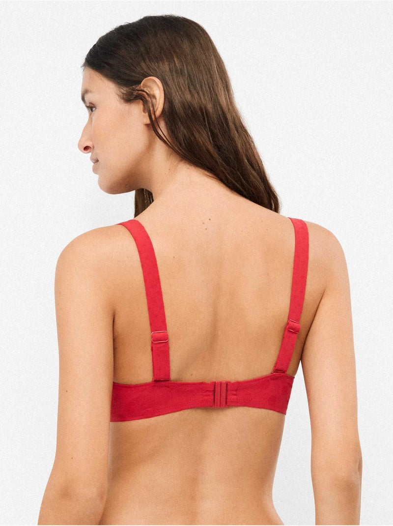 Top bikini desmontable con aro y foam en jacquard de lunares Rojo - Kiabi