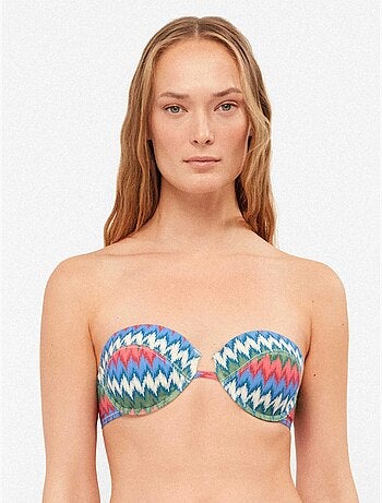 Top bikini desmontable con aro y foam, estampado con brillo