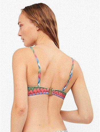Top bikini desmontable con aro y foam, estampado con brillo