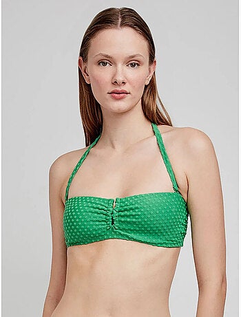 Top bikini desmontable, sin aro, con foam y escote v, de plumetti