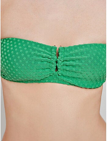Top bikini desmontable, sin aro, con foam y escote v, de plumetti