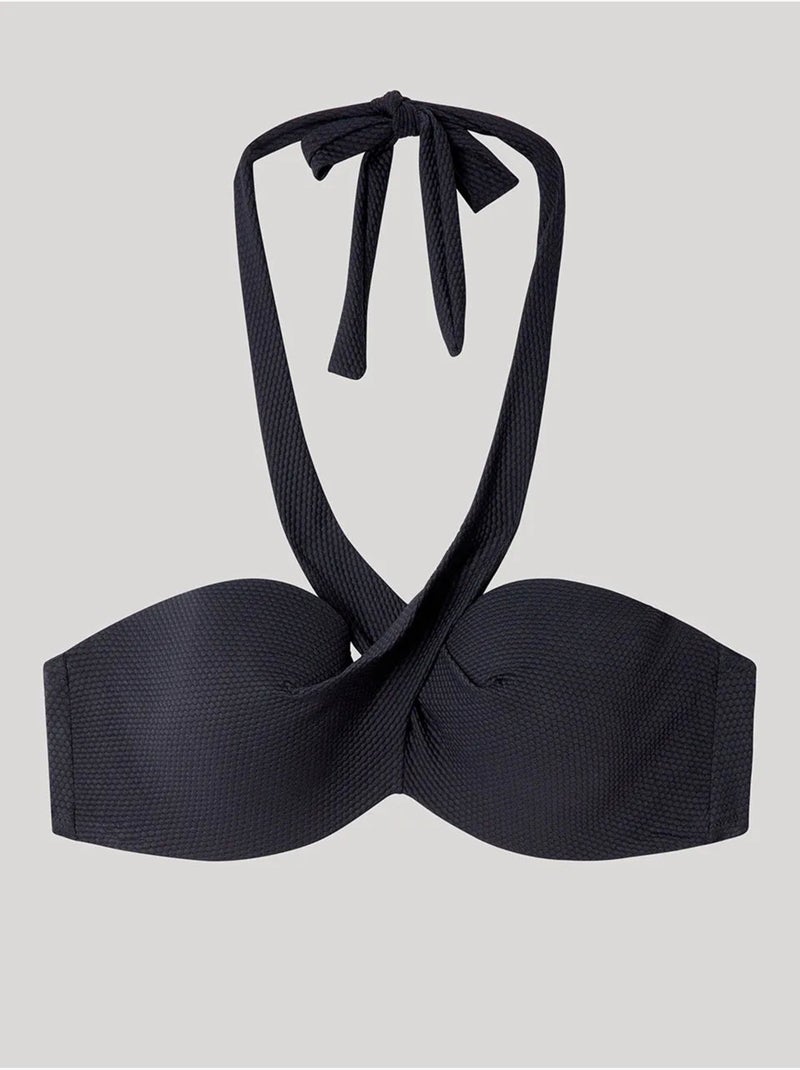 Top bikini multiposición, con aro y foam Negro - Kiabi