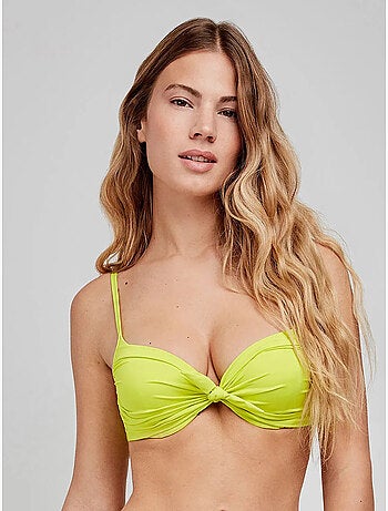 Top bikini push-up con aro y detalle de nudo en escote
