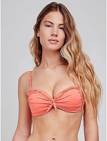 Top bikini push-up con aro y detalle de nudo en escote