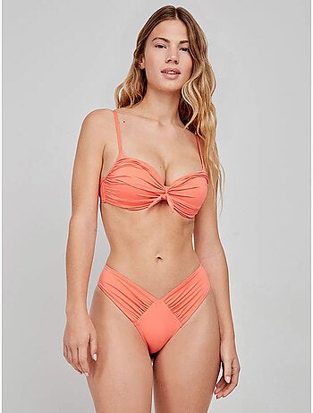 Top bikini push-up con aro y detalle de nudo en escote