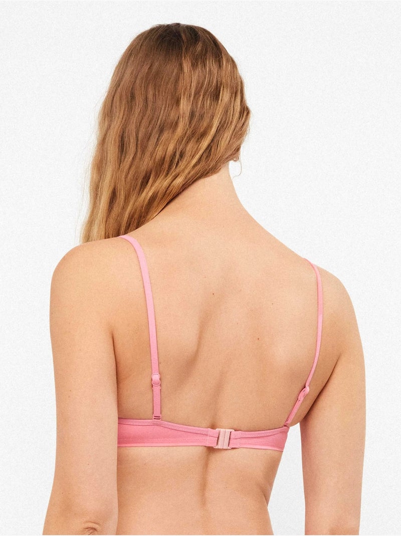 Top bikini push up con aro y foam con nudo en escote Rosa - Kiabi