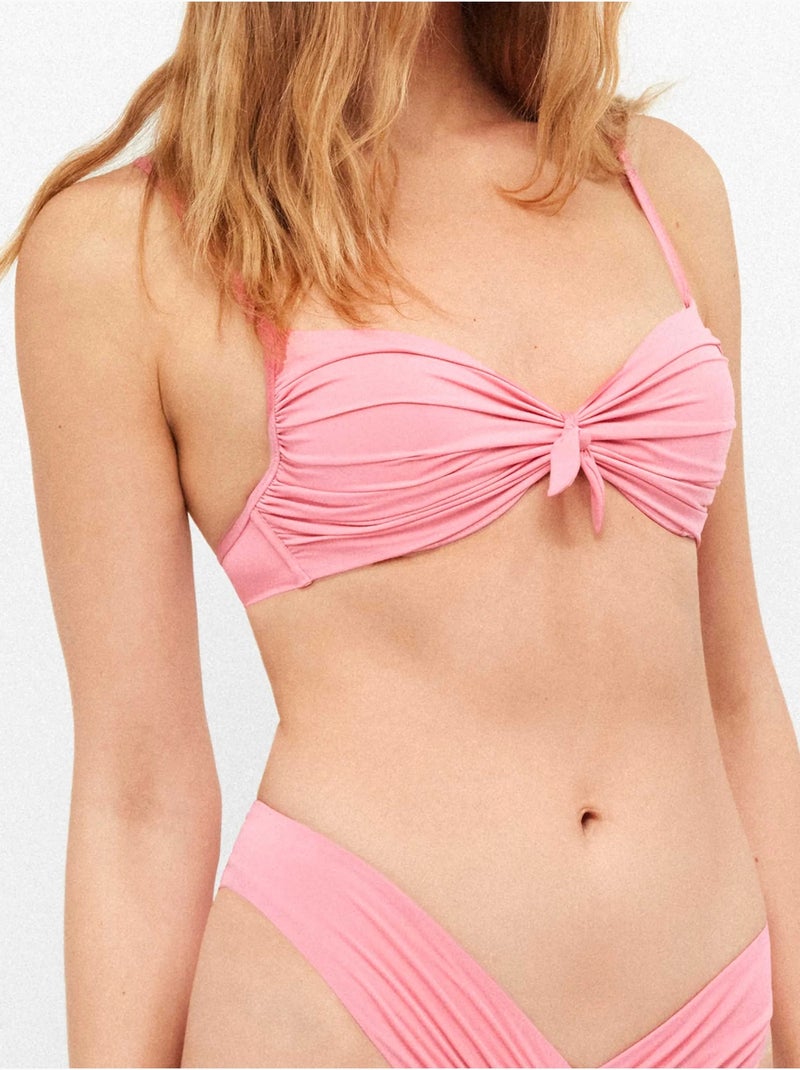 Top bikini push up con aro y foam con nudo en escote Rosa - Kiabi