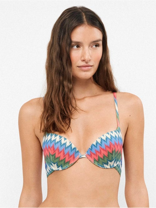 Top bikini push up con aro y tirantes multiposición estampado - Kiabi Top bikini push up con aro y tirantes multiposición estampado - Kiabi
