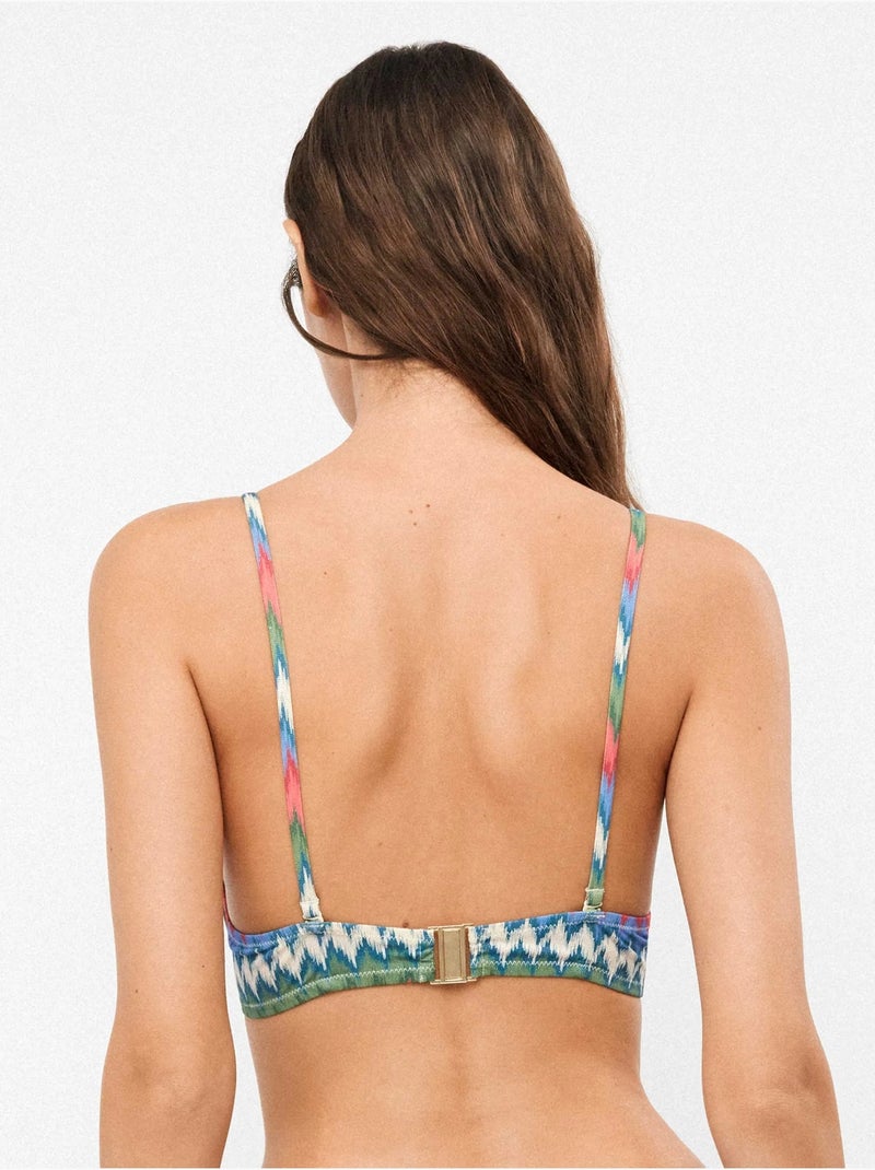 Top bikini push up con aro y tirantes multiposición estampado Multicolor - Kiabi