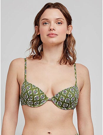 Top bikini push-up estampado con aro y tirantes multiposición