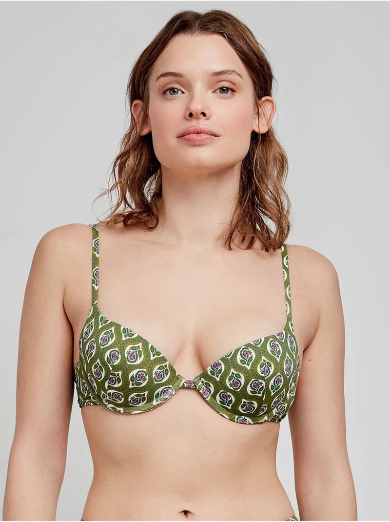 Top bikini push-up estampado con aro y tirantes multiposición Multicolor - Kiabi