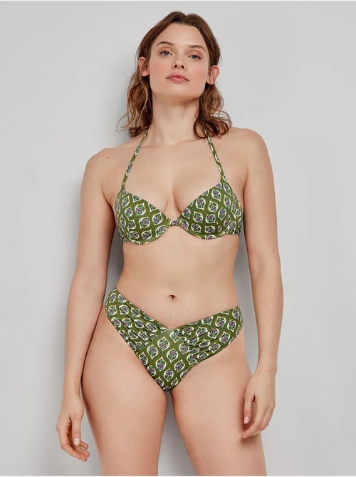 Top bikini push-up estampado con aro y tirantes multiposición - Kiabi