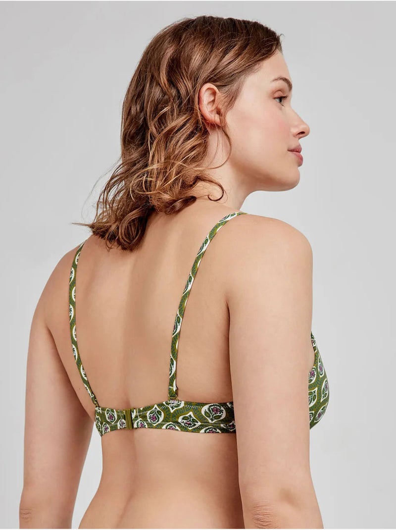 Top bikini push-up estampado con aro y tirantes multiposición Multicolor - Kiabi