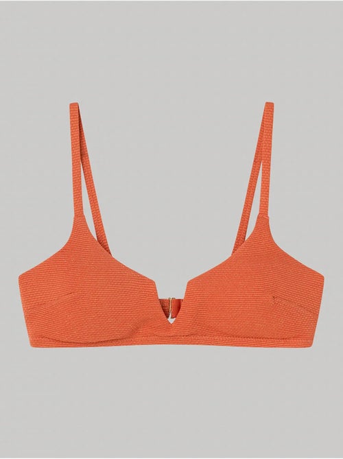 Top bikini sin aro, con foam extraíble, escote en v y tejido de piqué - Kiabi Top bikini sin aro, con foam extraíble, escote en v y tejido de piqué - Kiabi