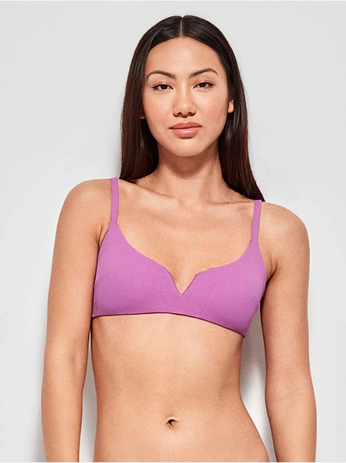 Top bikini sin aro, con foam extraíble, escote v y tejido de estructura - Kiabi Top bikini sin aro, con foam extraíble, escote v y tejido de estructura - Kiabi