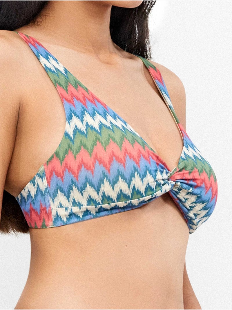 Top bikini sin aro, con foam extraíble,  estampado y cruce pecho Multicolor - Kiabi