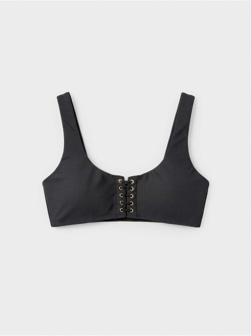 Top bikini sin aro, con foam extraíble y tejido high tech moldeador Negro - Kiabi