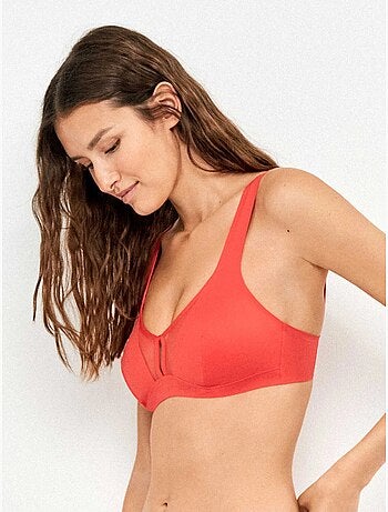 Top bikini sin aro foam extraible moldeador en tejido high tech